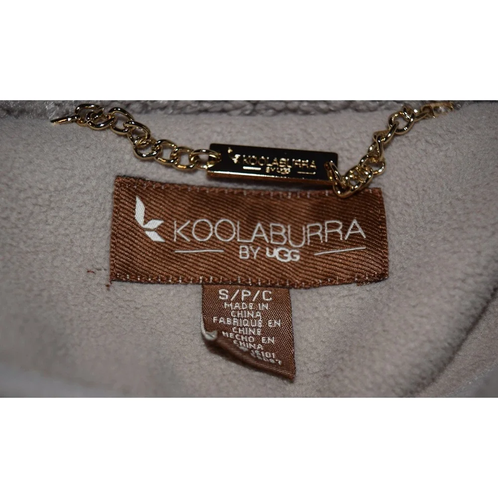 Kookaburra UGG Women's‎ Cozy Fleece Coat Hooded Zip Up Sherpa Trim Taupe Medium